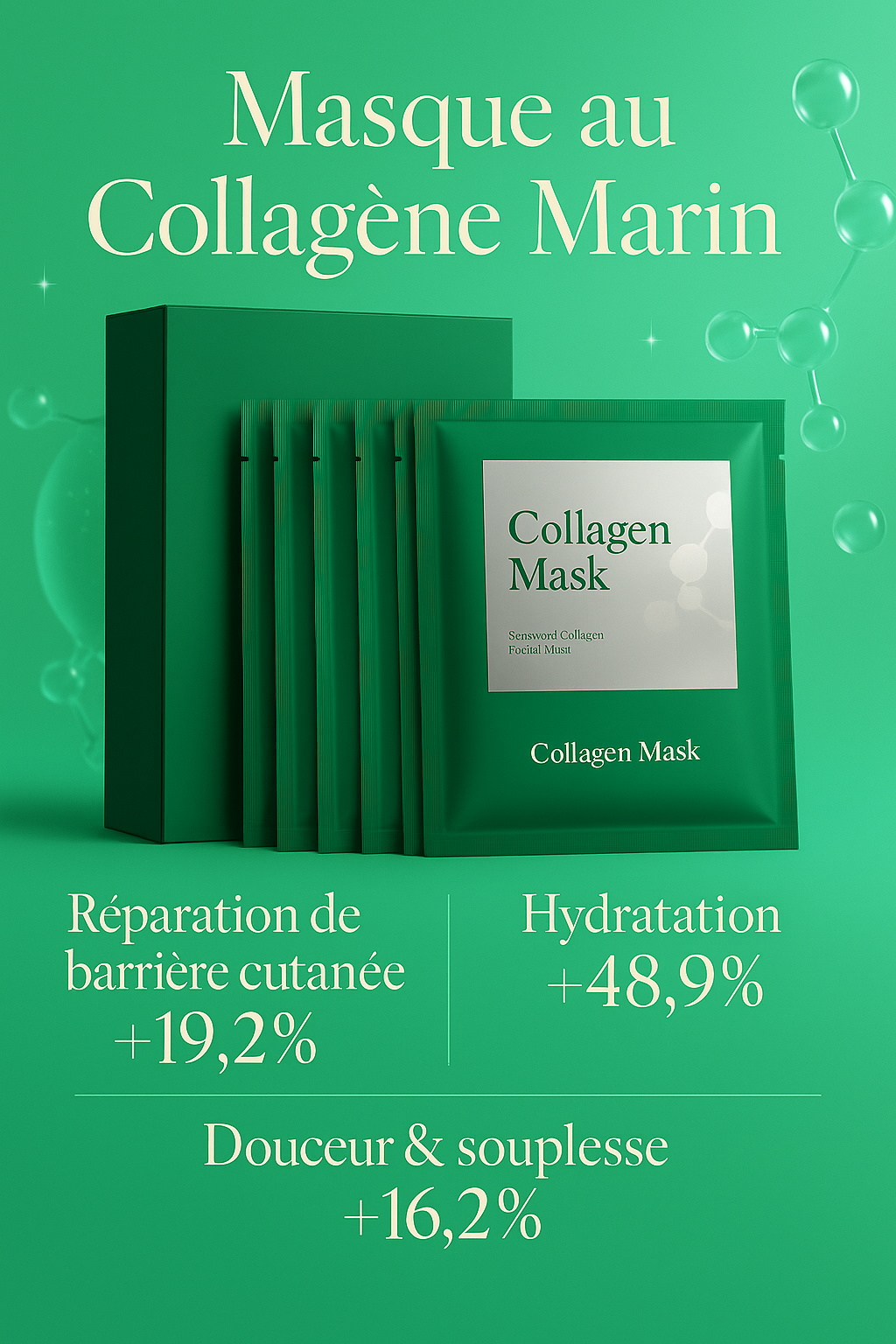 Masques Gel Collagène & Algues – Hydratation Profonde & Éclat Instantané