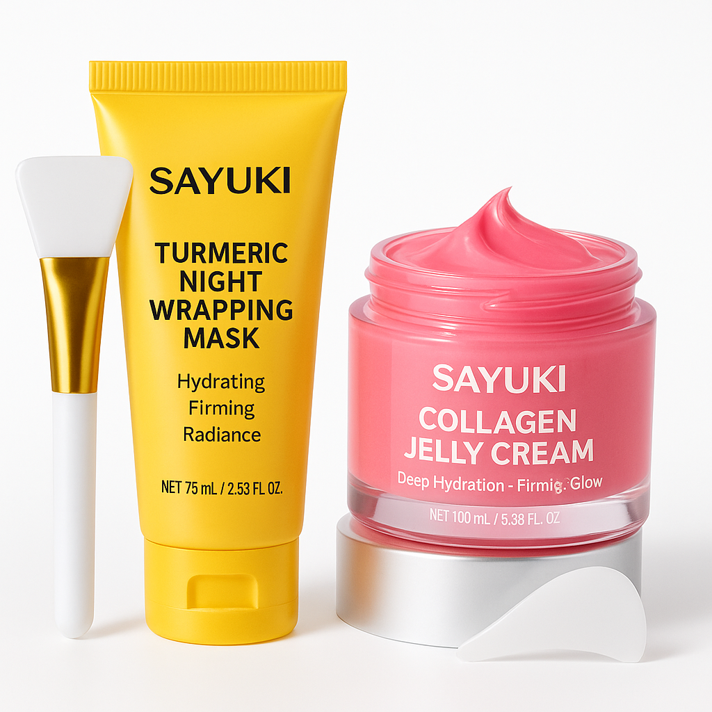 Crème de gelée au collagène + Masque facial de nuit au collagène hydrolysé. Masque peel-off enveloppant hydratant et raffermissant.