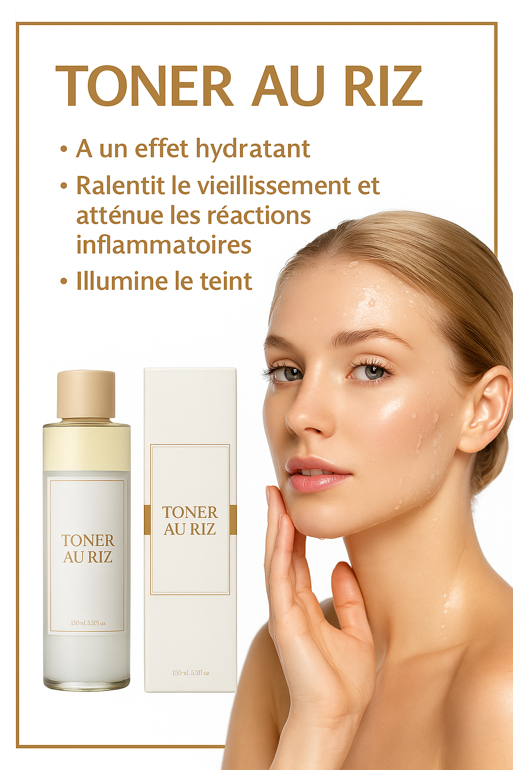 Toner au riz 150 ml – Hydratant, raffermissant, apaisant, réparateur de la barrière cutanée