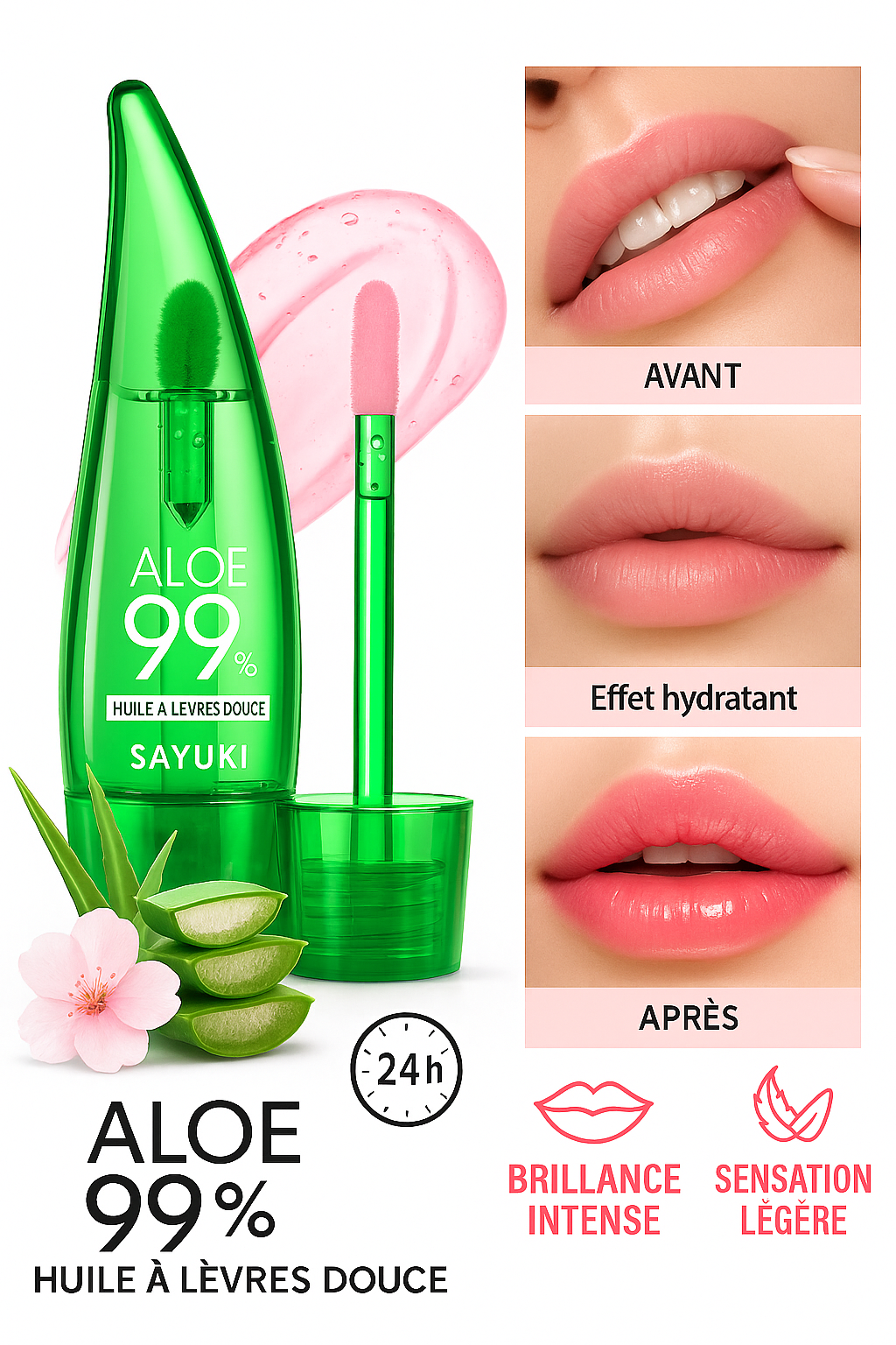 Gloss vegan clean beauty aloévéra Sayuki