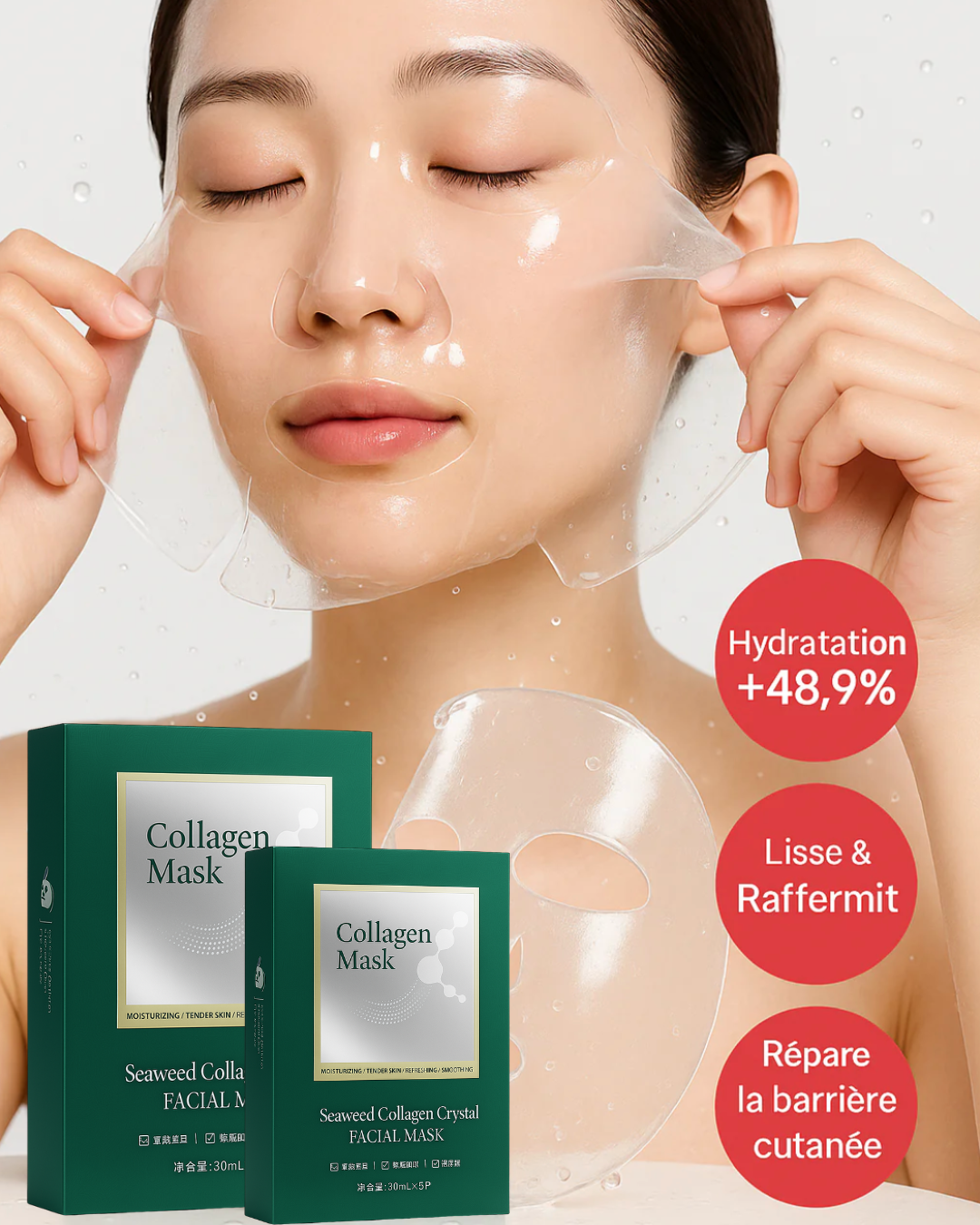 Masques Gel Collagène & Algues – Hydratation Profonde & Éclat Instantané