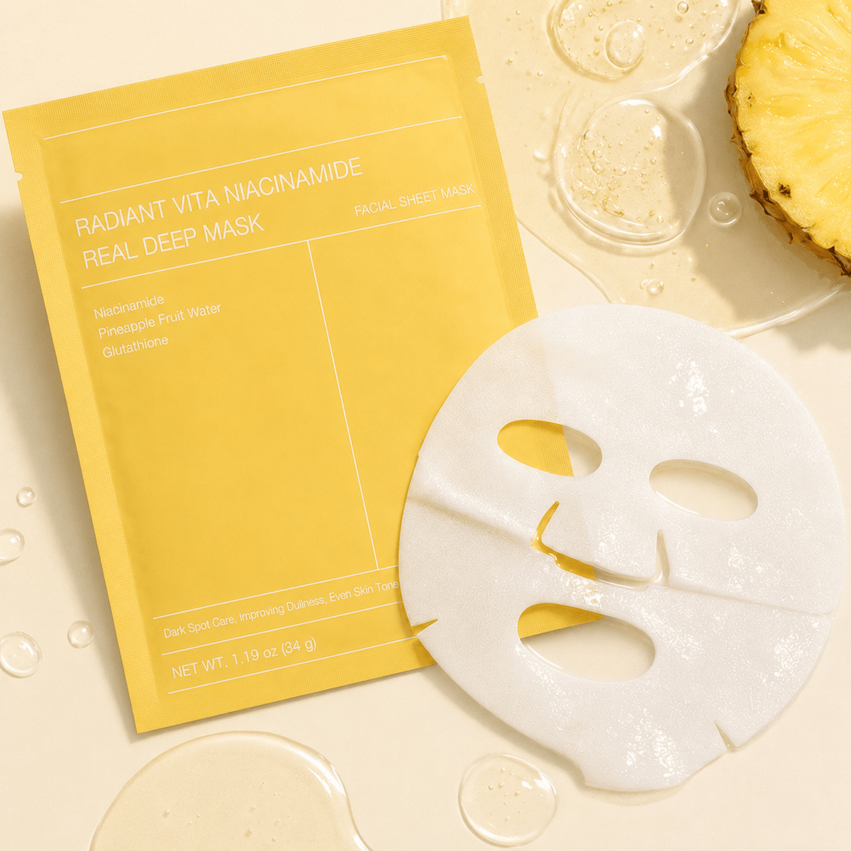 Masque Niacinamide - Unifie le Teint, Réduit les Tâches & Illumine - Sayuki