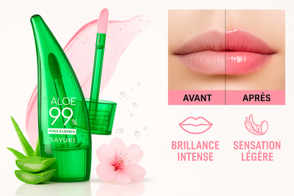 Application gloss hydratant aloévéra sur les lèvres
