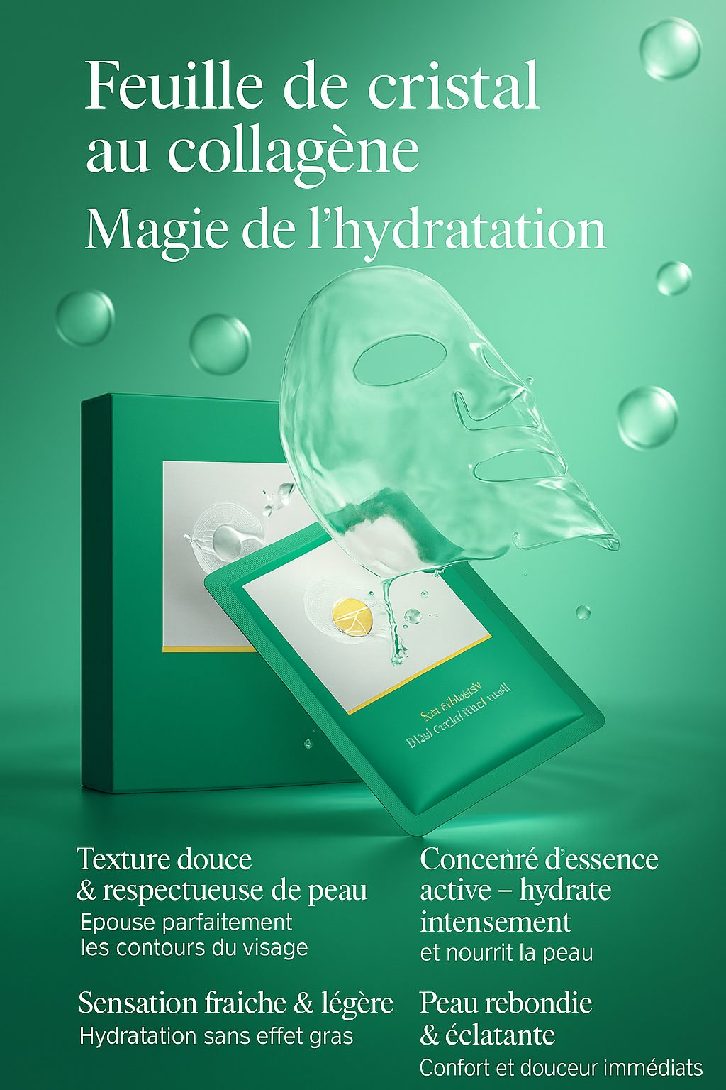 Application du masque gel collagène sur le visage
