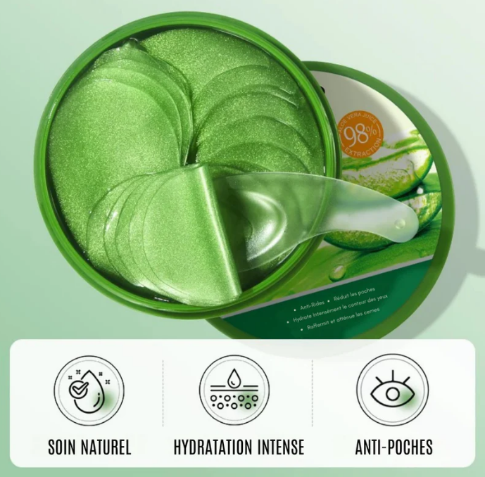 Application patchs yeux aloe vera collagène contour des yeux
