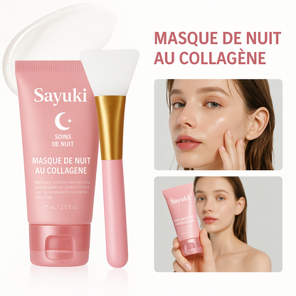 Crème de gelée au collagène + Masque facial de nuit au collagène hydrolysé. Masque peel-off enveloppant hydratant et raffermissant.