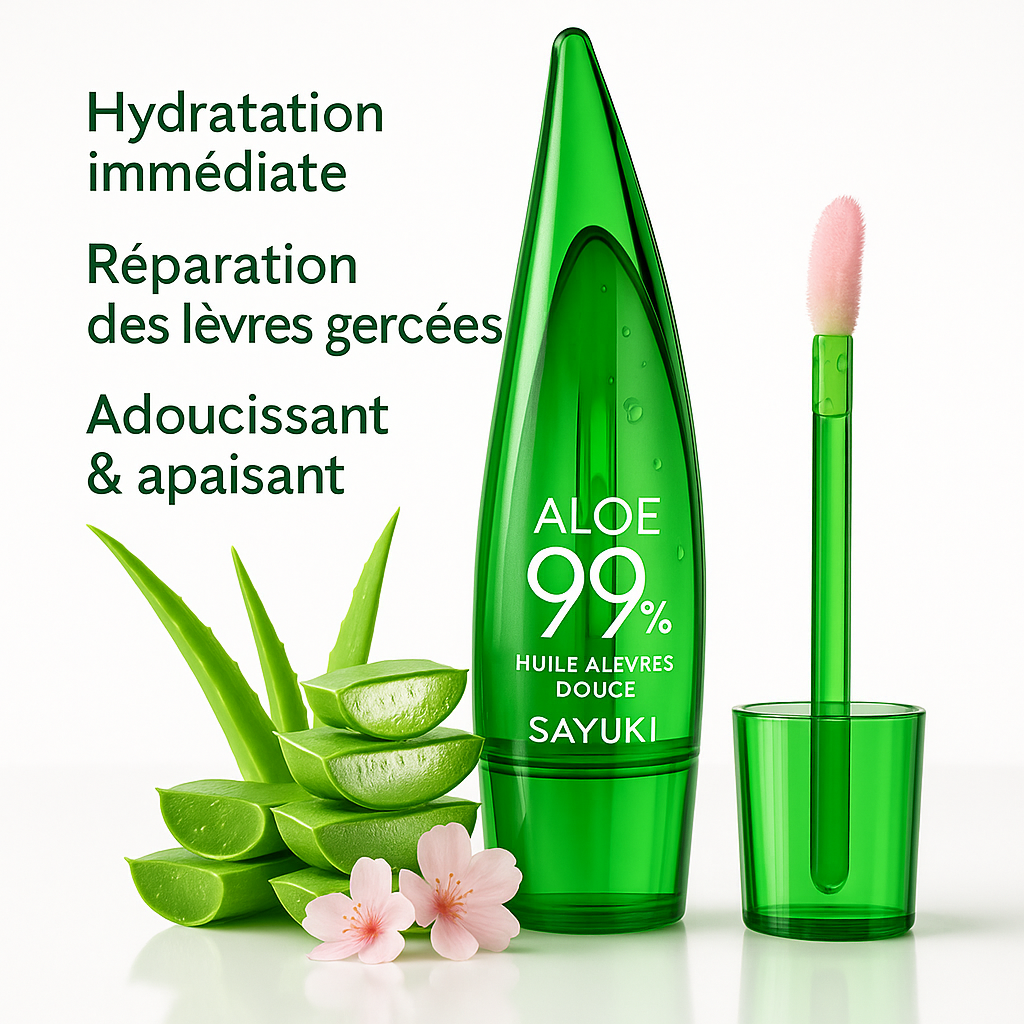 Gloss à lèvres aloévéra Sayuki brillant hydratant vegan
