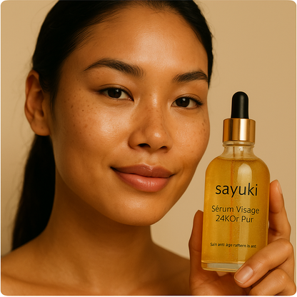 Texture sérum acide hyaluronique or 24K luxueux
