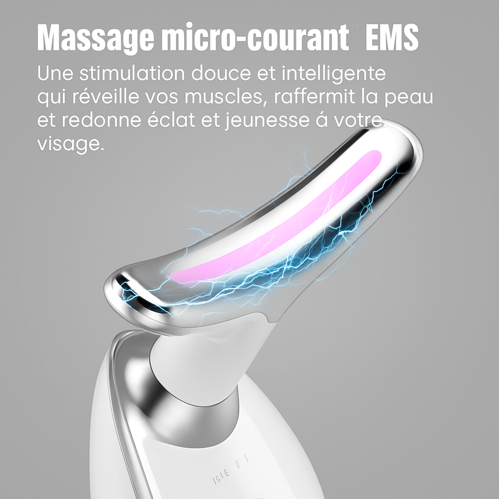 Appareil de massage visage avec lumière LED thérapeutique

