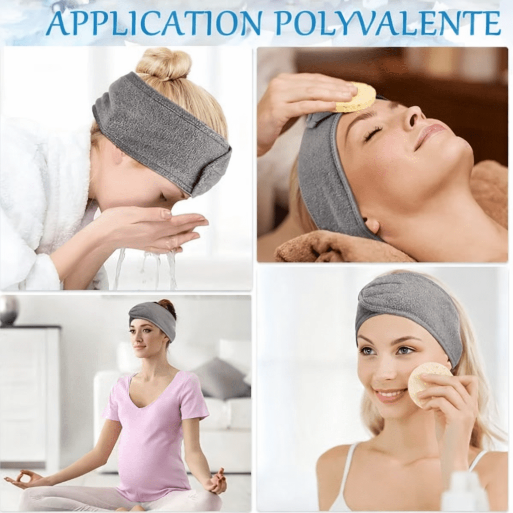 Bandeau Cosmétique Ajustable - Soin Visage, Yoga et Spa - Sayuki