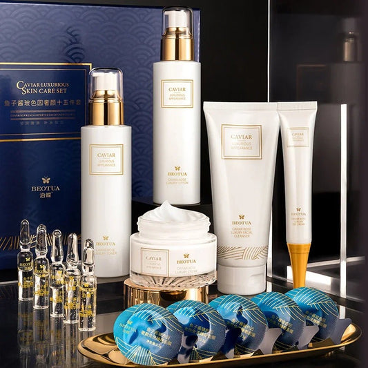 Coffret Soin Visage au Caviar - 15 Pièces Anti - Rides Hydratant - Sayuki