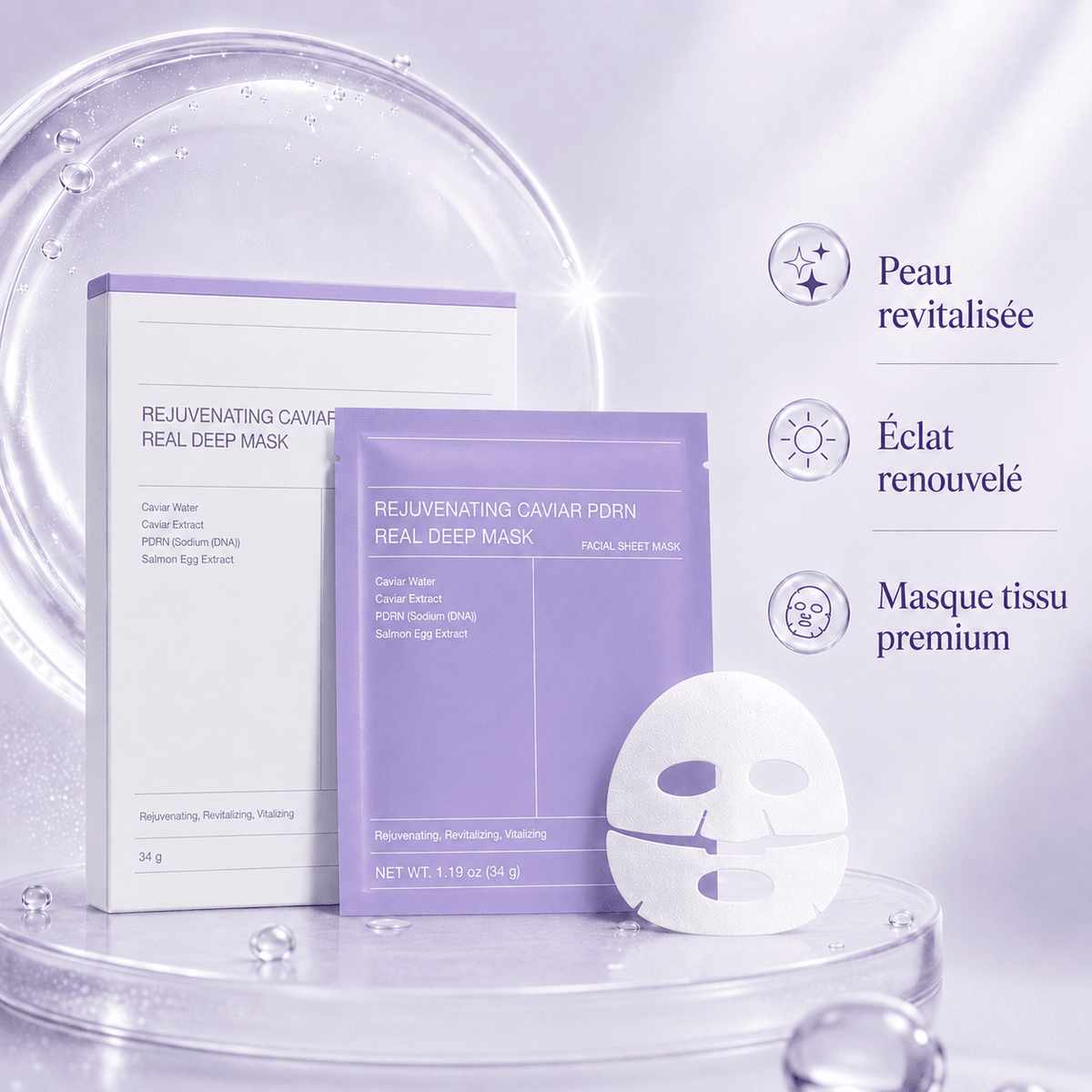 Masque Caviar PDRN - Régénère, Raffermit & Réduit les Rides - Sayuki