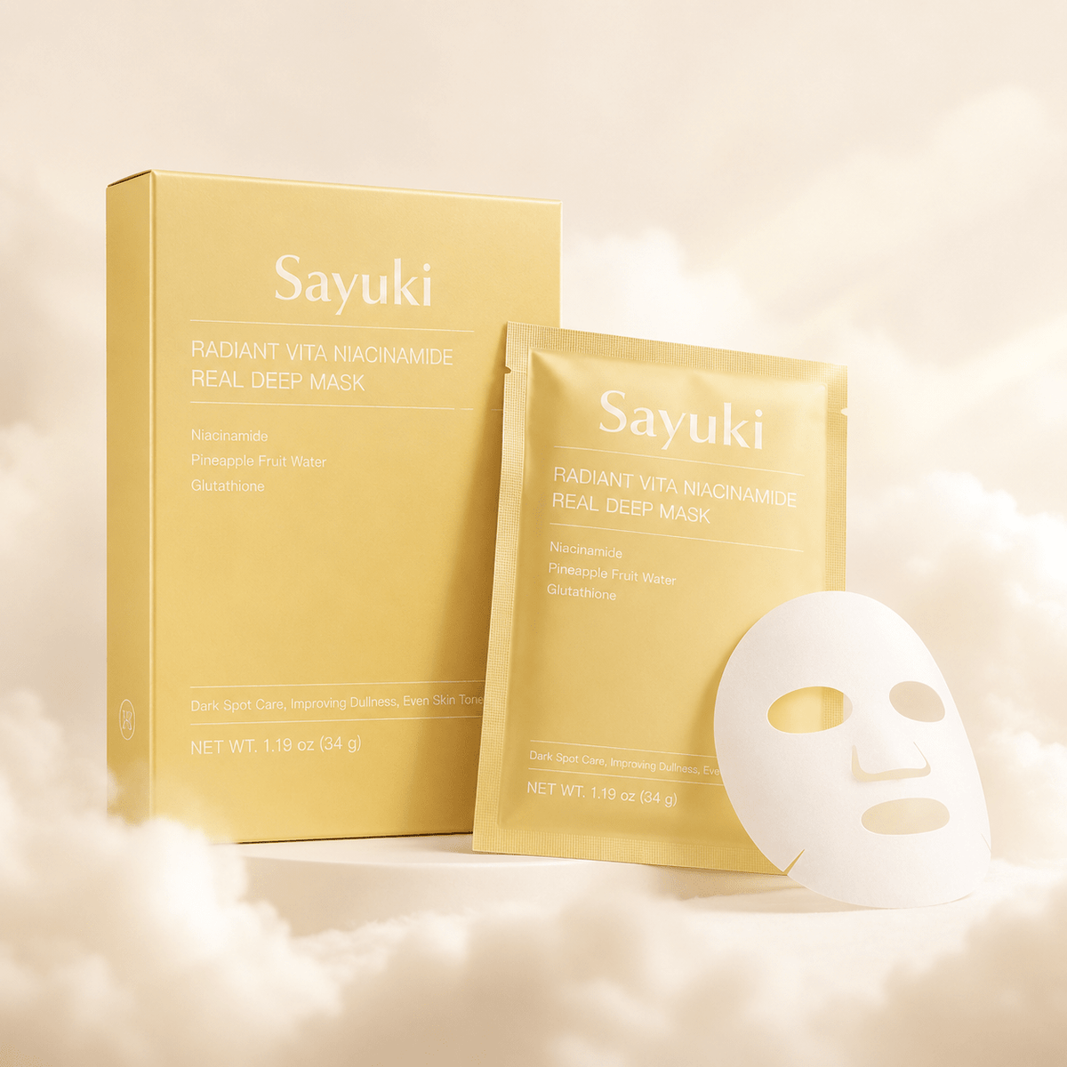 Masque Niacinamide - Unifie le Teint, Réduit les Taches & Illumine - Sayuki