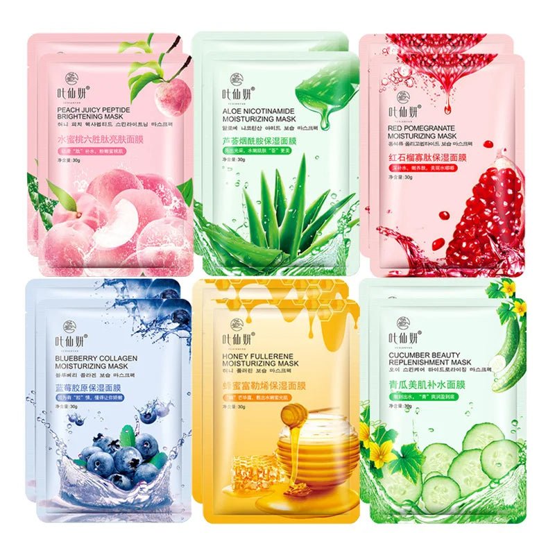 Masques en Tissu Bio - Collagène et Fruits - Pack Découverte 12 Pièces - Sayuki